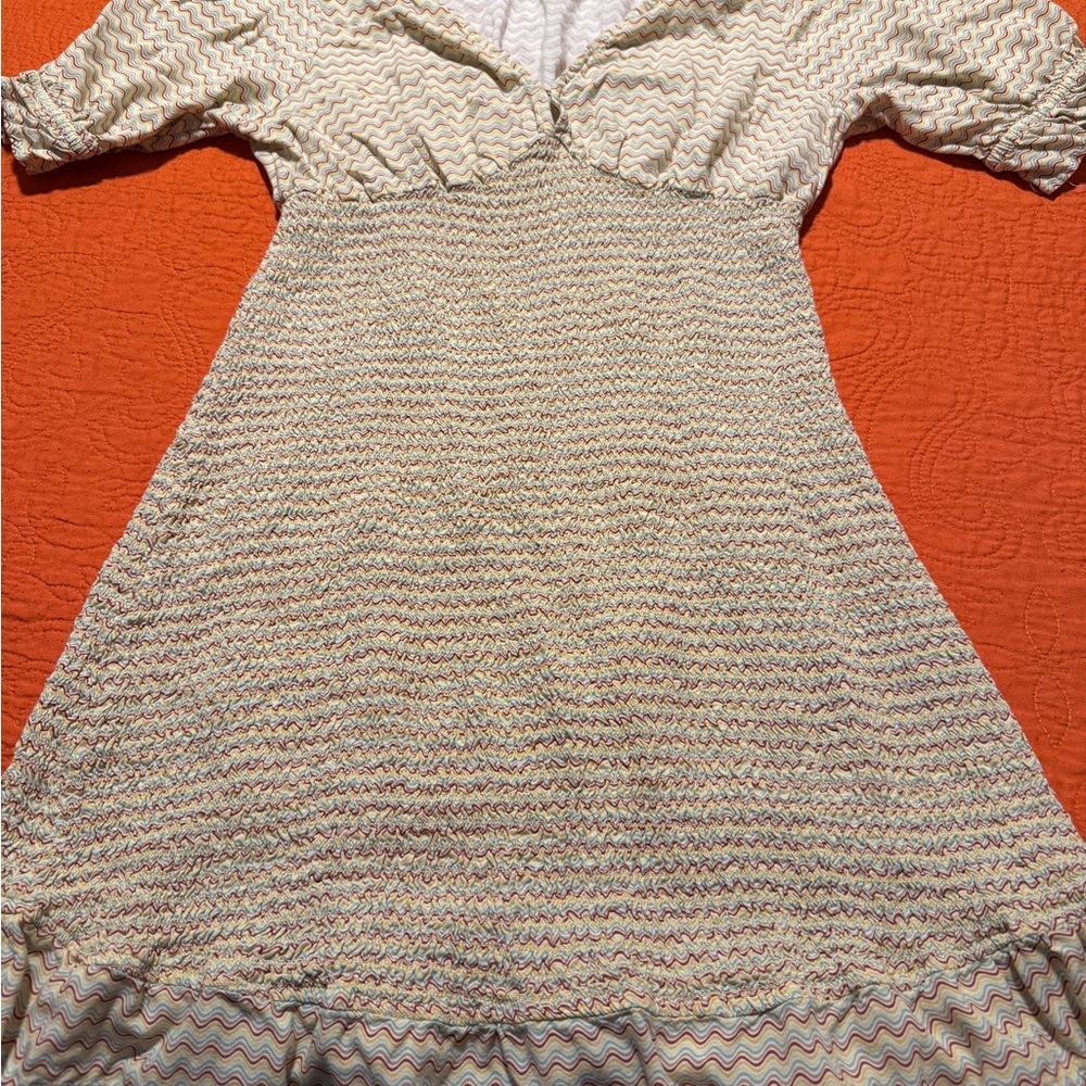 O'Neill Cream Tan Puff Sleeve Sundress